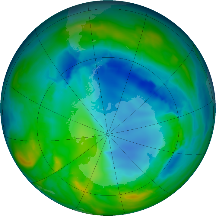 Antarctic ozone map for 06 August 2008